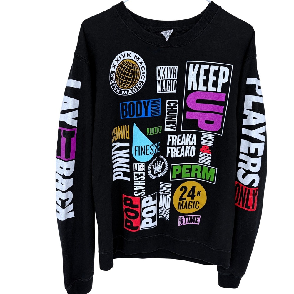 Bruno‎ Mars 24K Magic World Tour Crewneck Sweatshirt Small Men's Black